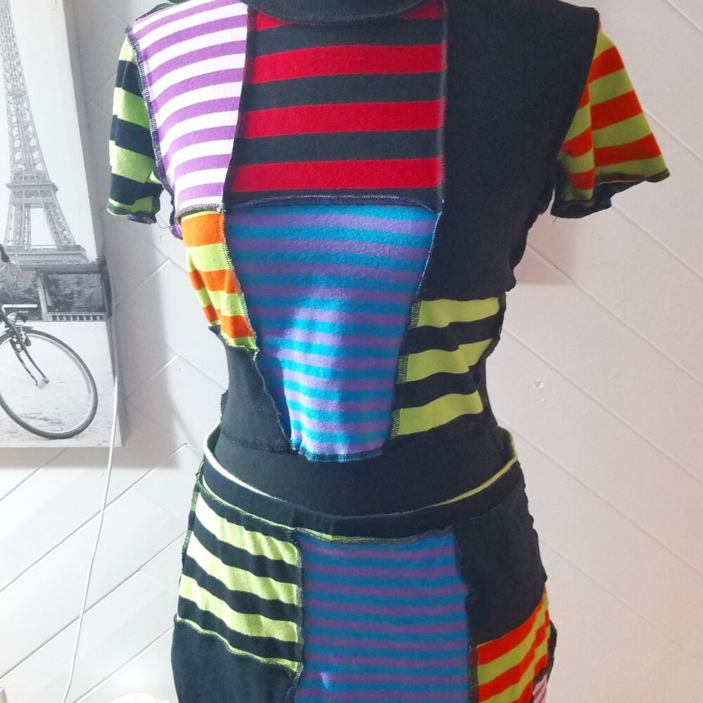 The Ragged Priest Breaker Stripe Patchwork Top and Skirt